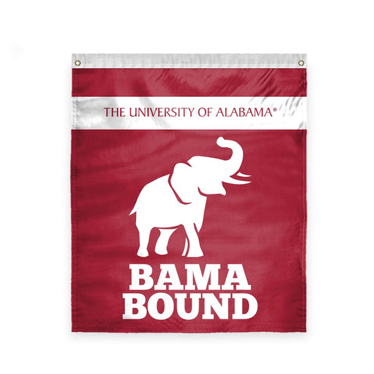 Large Bama Bound Banner Flag, 2-sided, 38 x 42.5 Inch, 100% Polyester, Alabama Student Fresher Flag, 2" Pole Sleeve with 2 Brass Grommets, Outdoor Use