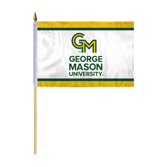 AGAS George Mason GMU University Patriots flags on sticks 12" x 18", Printed Polyester - 24" Wooden Dowel - Handheld Stick Flags