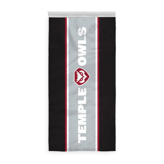 AGAS Temple Owls Vertical Wordmark Banner 2 x 4 ft – Single Sided Printed Polyester with Bleed Through – Officially Licensed NCAA Product – Temple University Hanging Banner with 1.5 inch Pole Sleeve and Reinforced Stitching