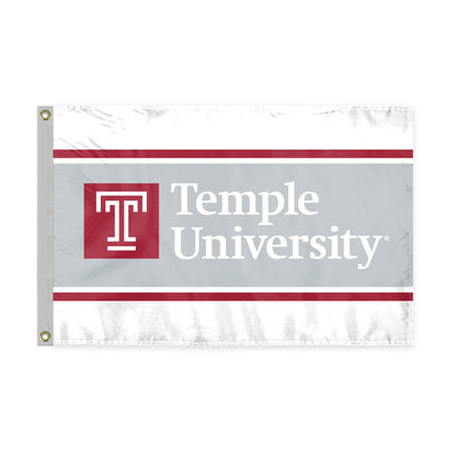 AGAS Temple University Text Logo Flag 2 x 3 ft – Single Sided Printed Polyester – Officially Licensed NCAA Product – Temple Owls Outdoor Flag with Brass Grommets, Canvas Header and Reinforced Stitched Edges for Indoor Outdoor Display