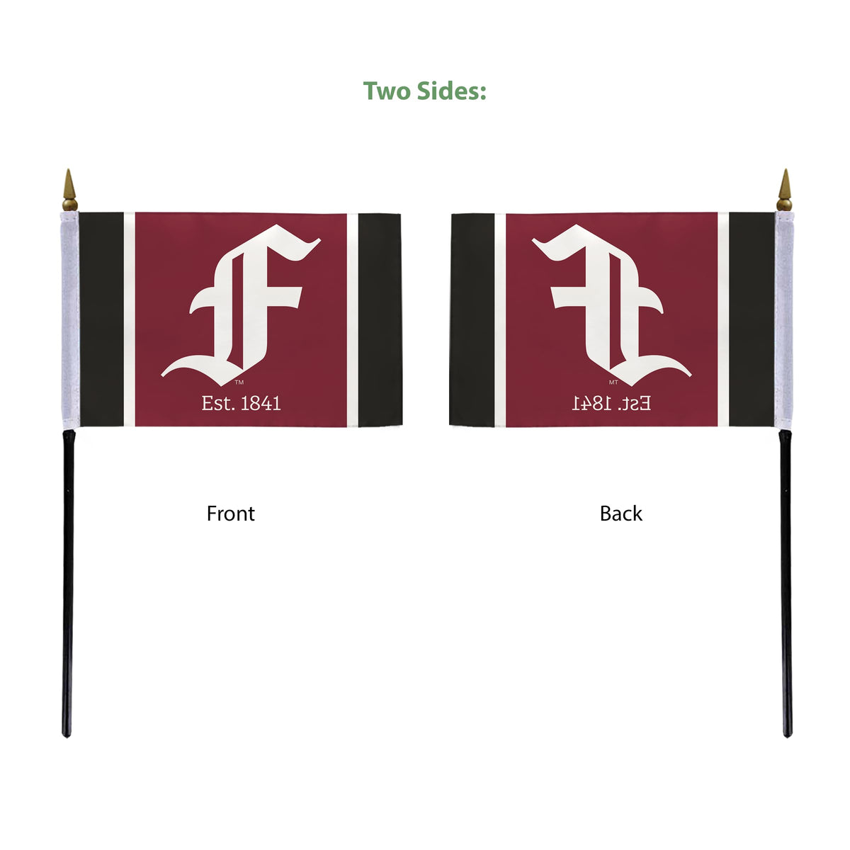 AGAS Fordham University Stick Flag 4 x 6 inch – Single Sided Printed Polyester Fordham Rams Flag with F Logo – Official NCAA Product – Fordham University Desk Flag with 11 inch Plastic Pole and Black Base