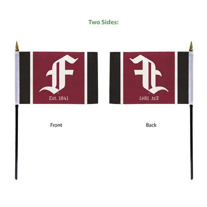AGAS Fordham University Stick Flag 4 x 6 inch – Single Sided Printed Polyester Fordham Rams Flag with F Logo – Official NCAA Product – Fordham University Desk Flag with 11 inch Plastic Pole and Black Base