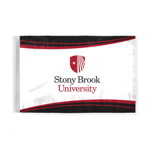 AGAS Stony Brook University Motorcycle Flag 6 x 9 inch – Single Sided Printed Polyester Stony Brook Seawolves Flag – Official NCAA SBU Product – Bike Mount with 0.75 inch Canvas Sleeve and Reinforced Stitching - Without Pole