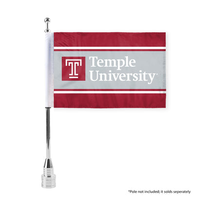 AGAS Temple University Wordmark Motorcycle Flag 6 x 9 inch – Single Sided Printed Polyester with Bleed Through – Officially Licensed NCAA Product – Temple Owls Bike Flag with 0.75 inch Canvas Sleeve and Reinforced Stitching – No Pole Included