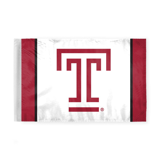 AGAS Temple University T Logo Motorcycle Flag 6 x 9 inch – Single Sided Printed Polyester with Bleed Through – Officially Licensed NCAA Product – Temple Owls Bike Flag with 0.75 inch Canvas Sleeve and Reinforced Stitching - No Pole Included