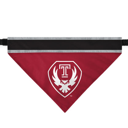 AGAS Temple Owls Logo Pet Bandana 9.75 x 6.5 inch – Single Sided Printed Polyester with Bleed Through – Officially Licensed NCAA Product – Temple University Pet Bandana - Collar Not Included