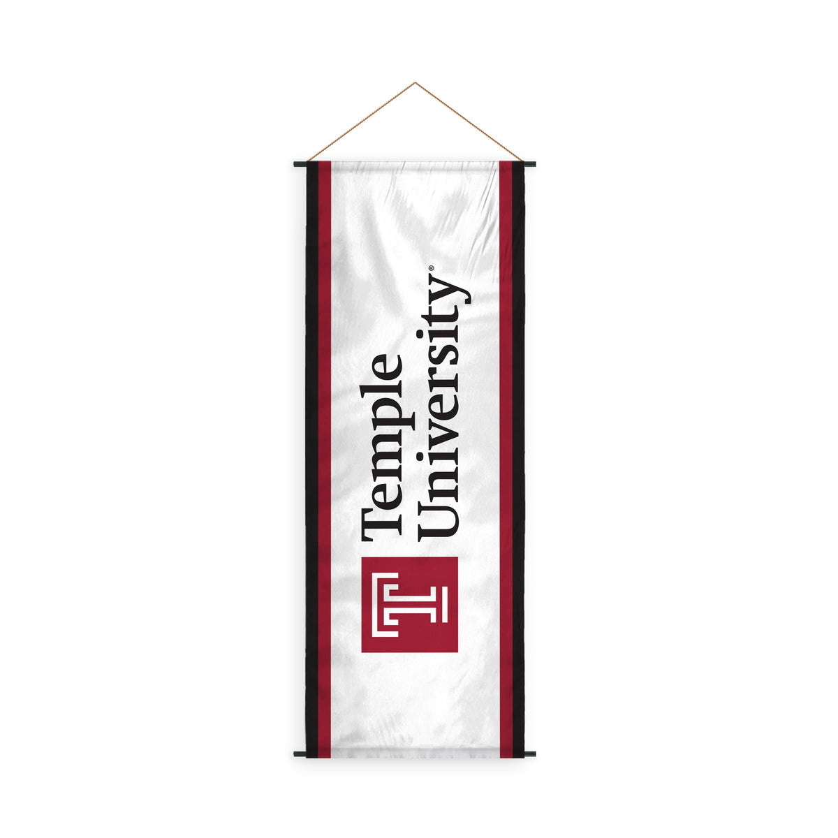 AGAS Temple University Vertical Wordmark Scroll Sign 17.5 x 48 inch – Single Sided Printed Polyester – Officially Licensed NCAA Product – Temple Owls Hanging Scroll Sign with PVC Poles and Hanging Cord