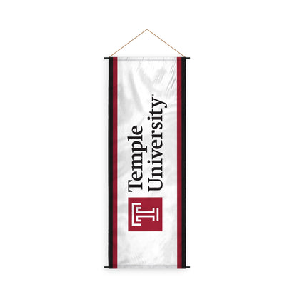 AGAS Temple University Vertical Wordmark Scroll Sign 17.5 x 48 inch – Single Sided Printed Polyester – Officially Licensed NCAA Product – Temple Owls Hanging Scroll Sign with PVC Poles and Hanging Cord
