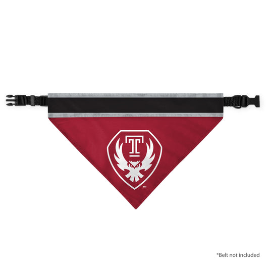 AGAS Temple Owls Logo Pet Bandana for Dogs and Cats 14.75 x 9.5 inch Single Sided Printed Polyester with Bleed Through Officially Licensed NCAA Product Collar Not Included