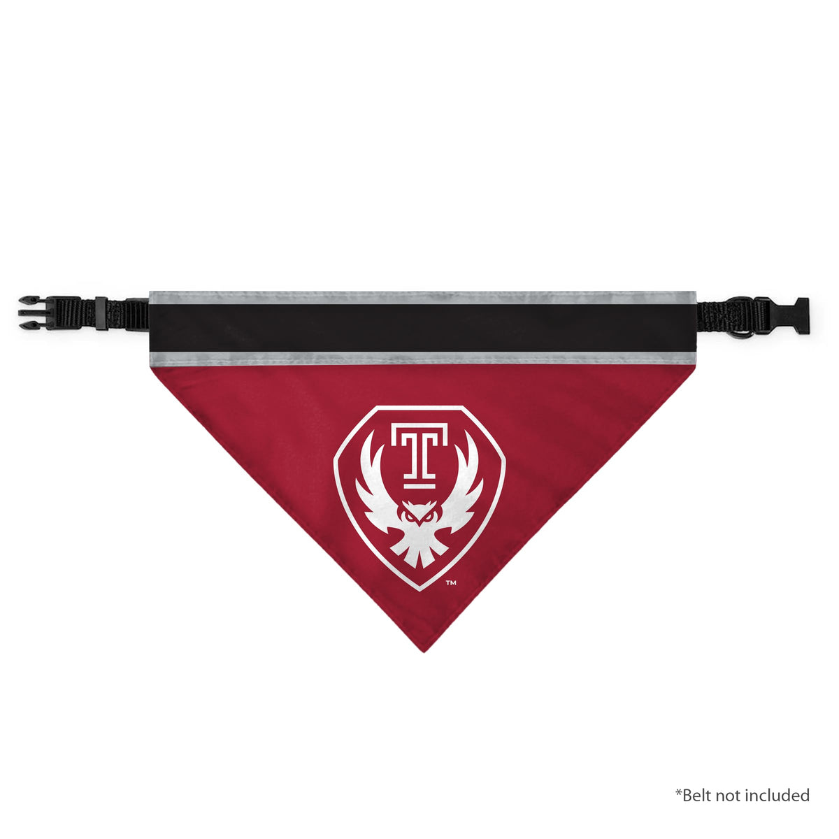 AGAS Temple Owls Logo Pet Bandana 9.75 x 6.5 inch – Single Sided Printed Polyester with Bleed Through – Officially Licensed NCAA Product – Temple University Pet Bandana - Collar Not Included