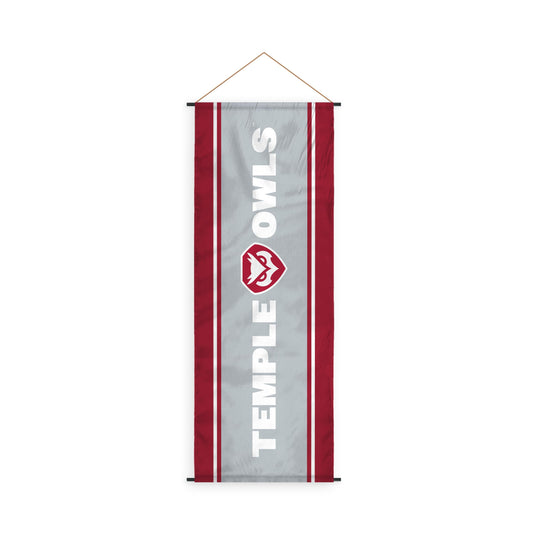 AGAS Temple University Temple Owls Vertical Scroll Sign 17.5 x 48 inch – Single Sided Printed Polyester – Officially Licensed NCAA Product – Temple Owls Hanging Scroll Sign with PVC Poles and Hanging Cord