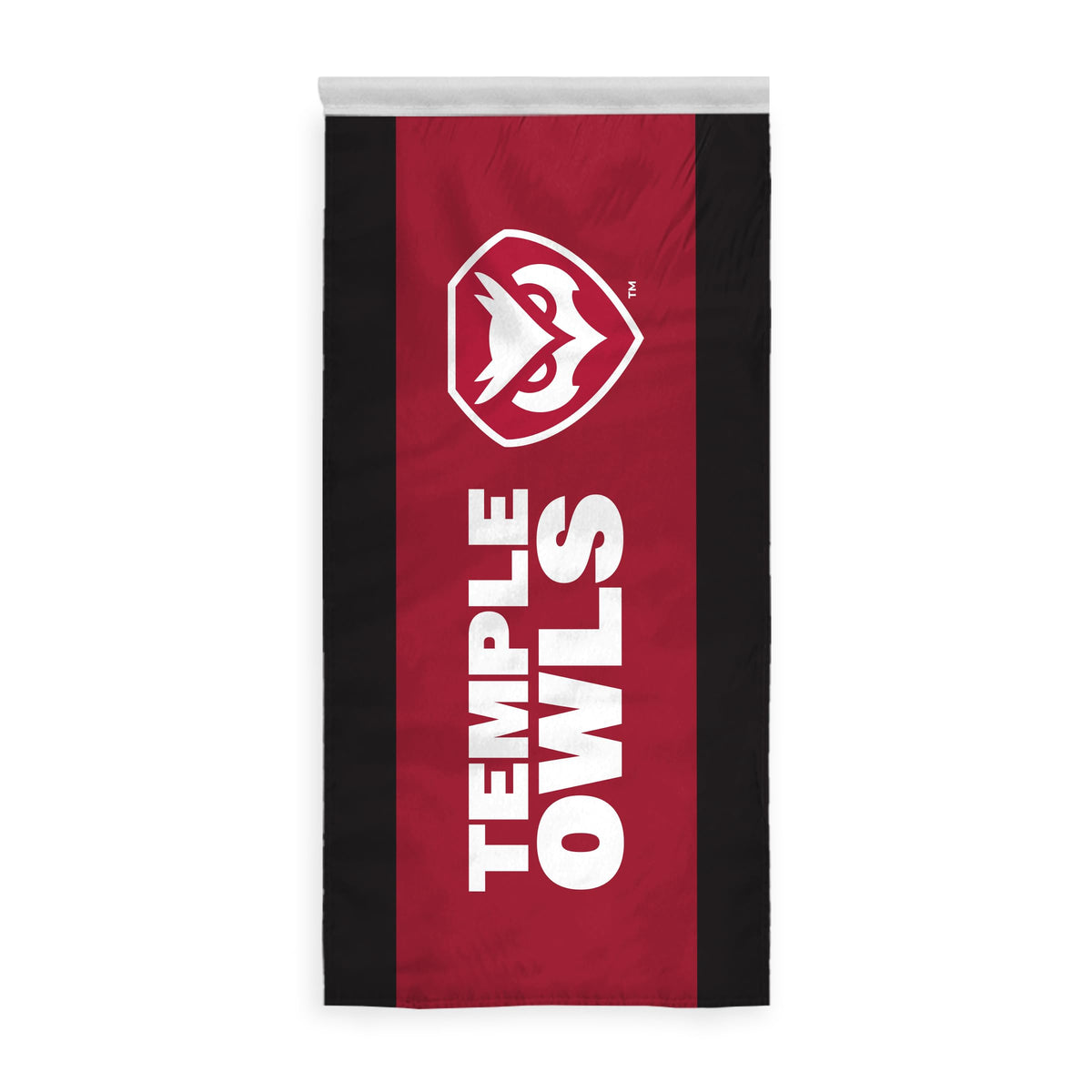 AGAS Temple Owls Vertical Text Banner 2 x 4 ft – Single Sided Printed Polyester with Bleed Through – Officially Licensed NCAA Product – Temple University Hanging Banner with 1.5 inch Pole Sleeve and Reinforced Stitching