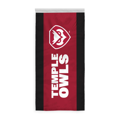 AGAS Temple Owls Vertical Text Banner 2 x 4 ft – Single Sided Printed Polyester with Bleed Through – Officially Licensed NCAA Product – Temple University Hanging Banner with 1.5 inch Pole Sleeve and Reinforced Stitching