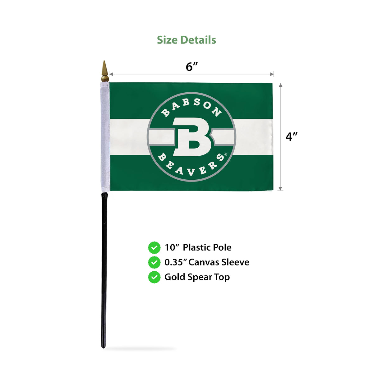 Babson College Stick Flag 4 x 6 inch
