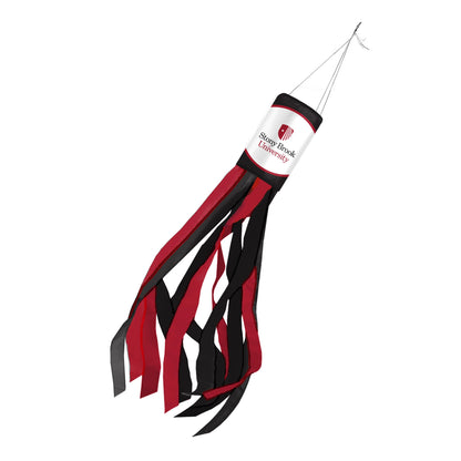 AGAS Stony Brook University Windsock 30 x 5.5 inch – Single Sided Printed Polyester Stony Brook Seawolves Windsock – Official NCAA SBU Product – Hanging Clip with Red Black and White Streamers