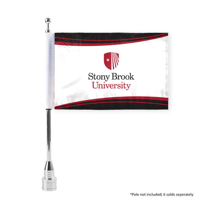 AGAS Stony Brook University Motorcycle Flag 6 x 9 inch – Single Sided Printed Polyester Stony Brook Seawolves Flag – Official NCAA SBU Product – Bike Mount with 0.75 inch Canvas Sleeve and Reinforced Stitching - Without Pole