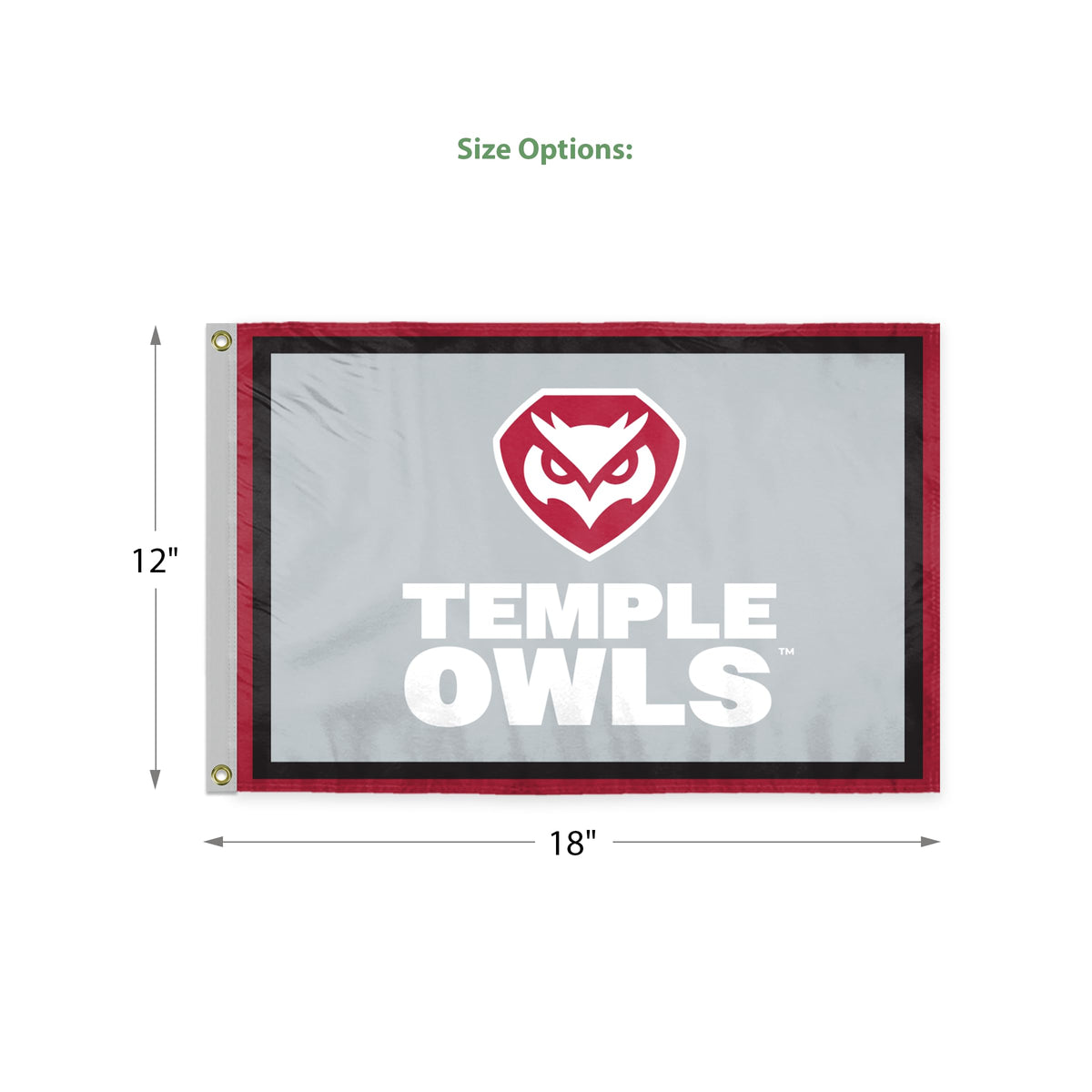 AGAS Temple Owls Wordmark Logo Flag 12 x 18 inch – Single Sided Printed Polyester – Officially Licensed NCAA Product – Temple University Outdoor Flag with Brass Grommets, Canvas Header and Reinforced Stitched Edges for Indoor Outdoor Display