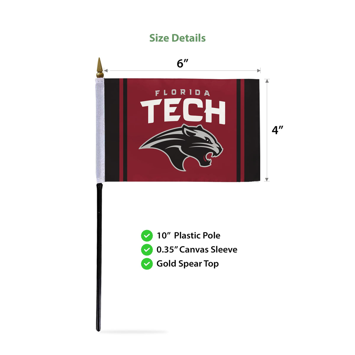 Florida Institute of Technology Stick Flag 4 x 6 inch