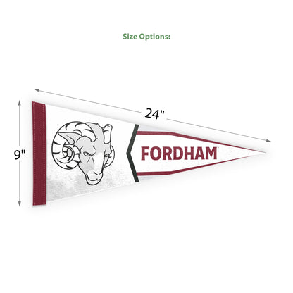 AGAS Fordham University Felt Pennant 9 x 24 inch – Single Sided Printed Acrylic Stiff Felt Fordham Rams Pennant Ram Head and Fordham Text Design – Official NCAA Product – Fordham University Wall Pennant with 1 inch Red Header and Heat Cut Edges