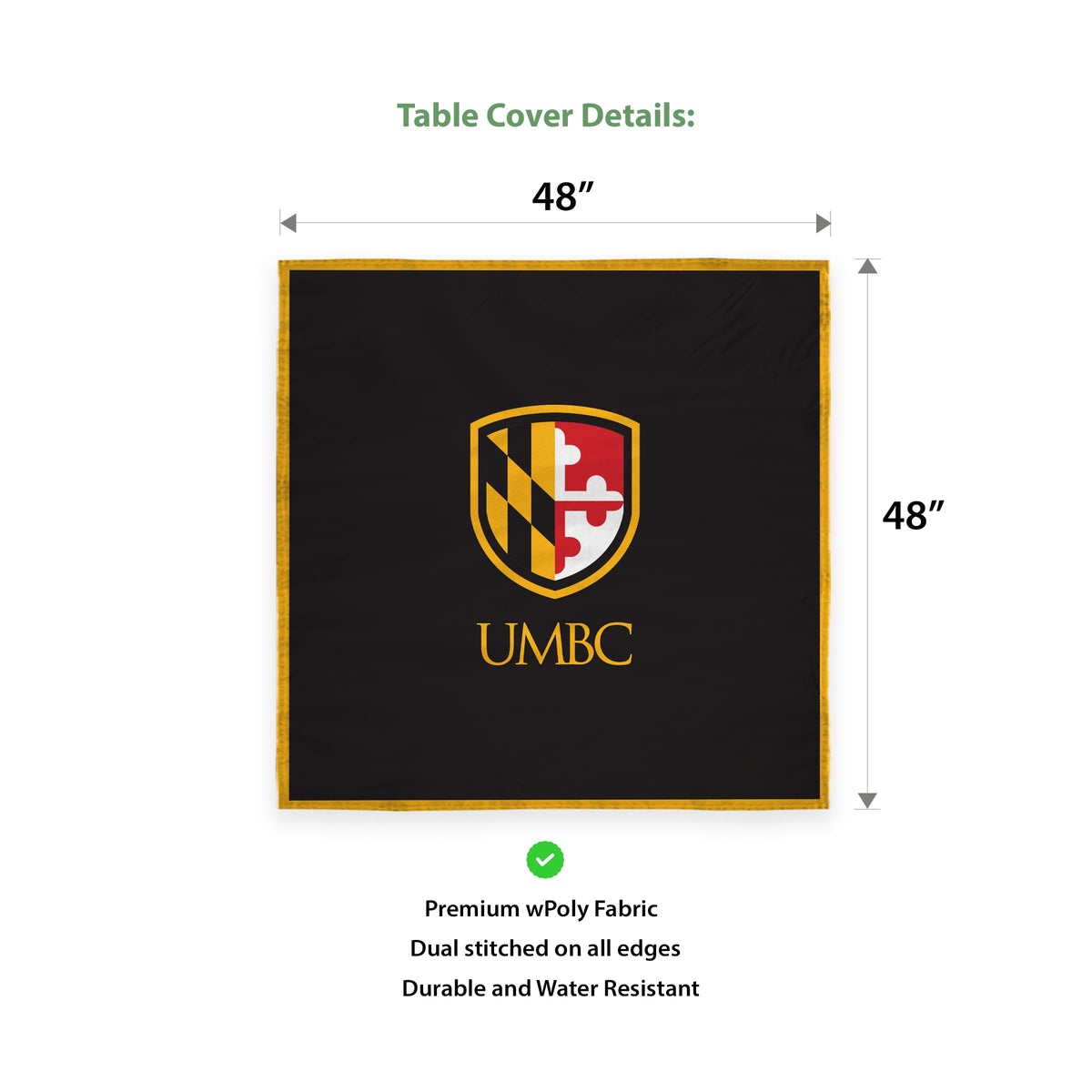 University of Maryland Baltimore County Table Cover 48 x 48 inch