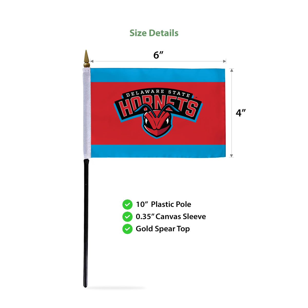 Delaware State University Stick Flag 4 x 6 inch
