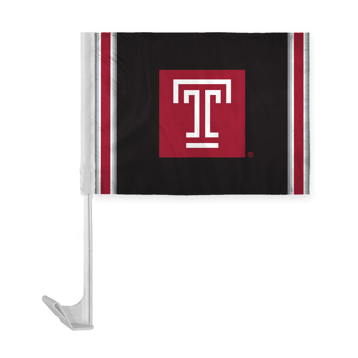 AGAS Temple University T Logo Economy Car Flag 12 x 16 inch – Single Sided Printed Polyester with Bleed Through – Officially Licensed NCAA Product – Temple Owls Vehicle Flag with 17 inch Flex Pole and 1 inch Closed Top Sleeve
