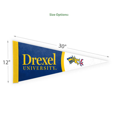 AGAS Drexel DU University Full Size Pennant Flag Banner, 12X30 inch, Rigid Felt - For Dorm, Game Room, Man Cave, Bed Room