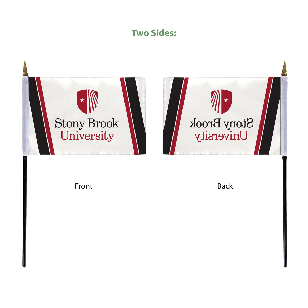AGAS Stony Brook University Stick Flag 4 x 6 inch – Single Sided Printed Polyester Stony Brook Seawolves Flag – Official NCAA SBU Product – Desk Display with 11 inch Plastic Pole and Black Base
