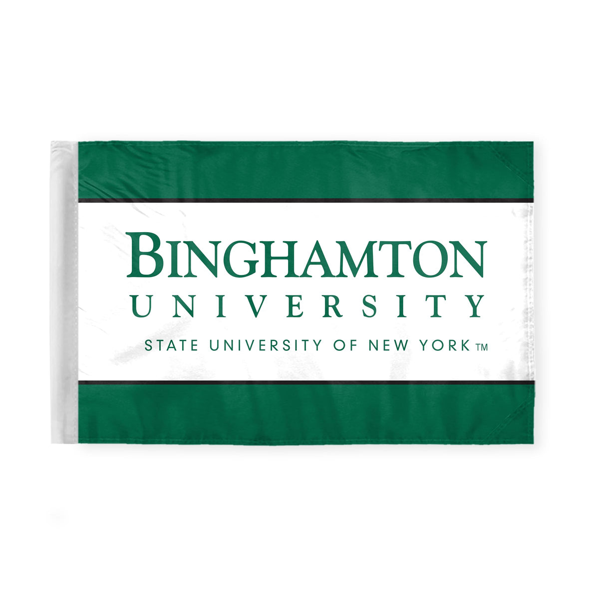 AGAS Binghamton University Motorcycle Flag 6 x 9 inch – Single Sided Printed Polyester Binghamton University Wordmark Design – Official NCAA Binghamton Bearcats Bike Flag – Bike Mount with 0.75 inch Canvas Sleeve and Reinforced Stitching Without Pole