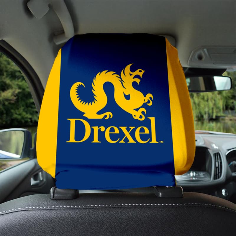 Drexel DU Dragons Head Rest Cover with Elastic Band for Cars, Dragons Unisex Adult Stretchy Material Spandex Polyester Universal Size 9" x 10.5"