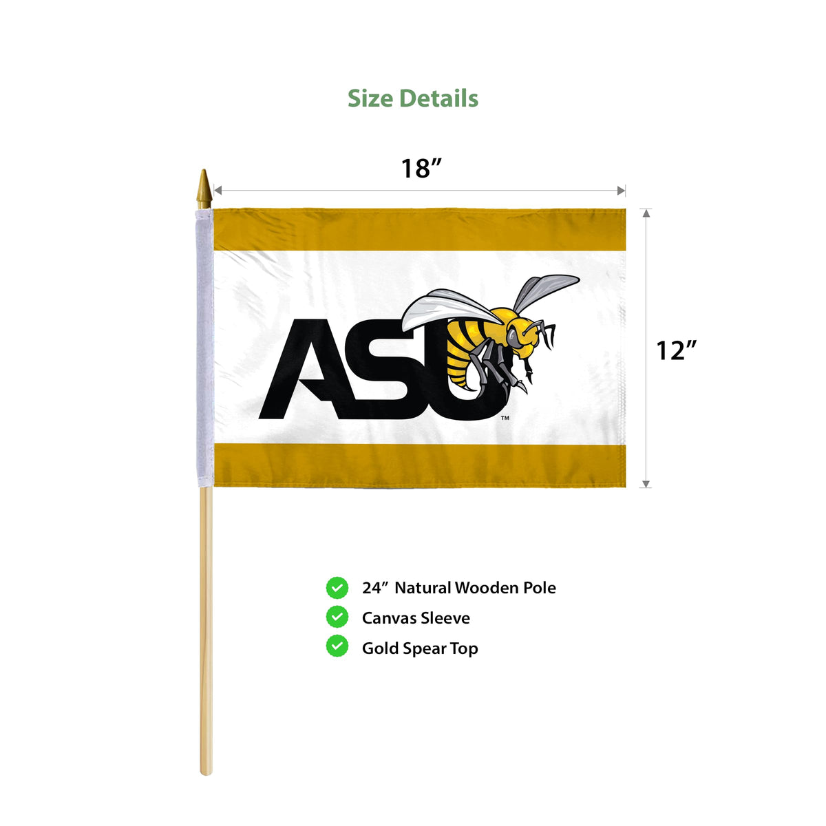 Alabama State University Stick Flag 12 x 18 inch