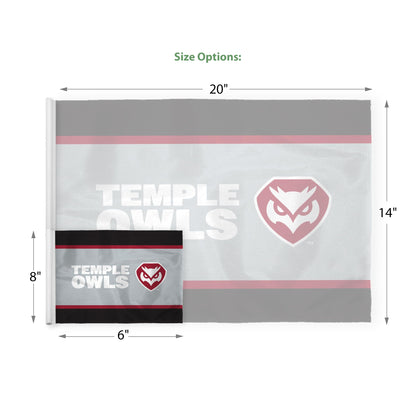 AGAS Temple Owls Wordmark Logo Golf Flag 14 x 20 inch – Single Sided Printed Nylon – Officially Licensed NCAA Product – Temple University Golf Flag with Plastic Tube Insert and Reinforced Stitched Edges