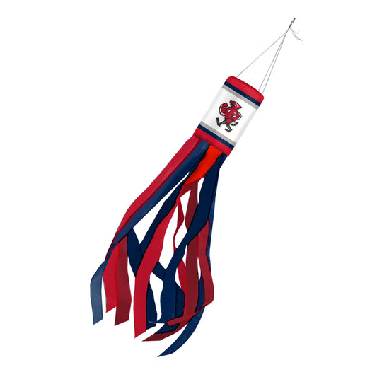 AGAS St. John’s University Windsock 30 x 5.5 inch – Single Sided Printed Polyester SJU Red Storm Mascot Design – Official NCAA Red Storm Decor – Hanging Clip with Colored Streamers