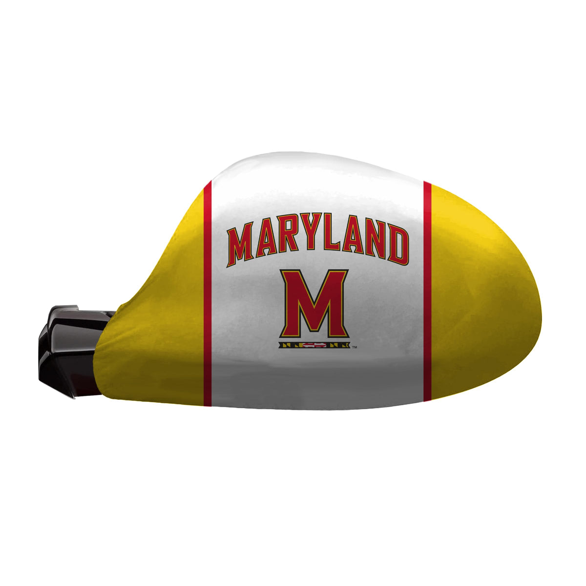 Maryland UMD Terps Car Mirror Covers with College Logo, Large- 4-Way Stretchy Material Spandex Poly, Weather Resistant