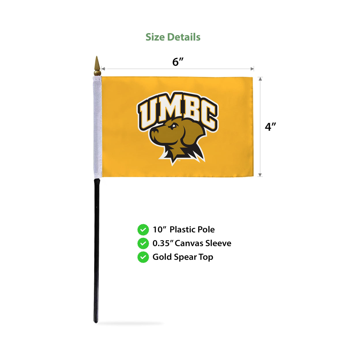 University of Maryland Baltimore County Stick Flag 4 x 6 inch