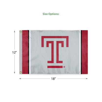 AGAS Temple University Flag 12 x 18 inch – Single Sided Printed Polyester – Officially Licensed NCAA Product – Temple Owls Outdoor Flag with Brass Grommets, Canvas Header and Reinforced Stitched Edges for Indoor Outdoor Display