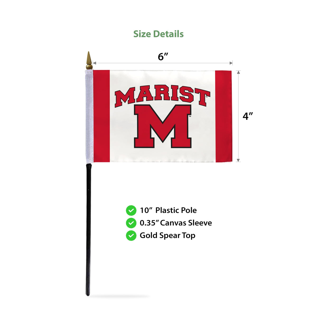 Marist University Stick Flag 4 x 6 inch