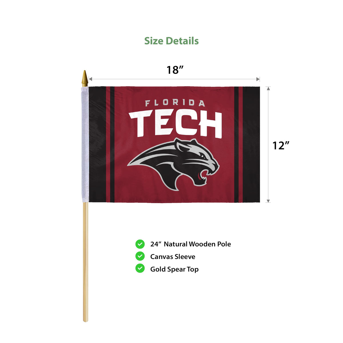 Florida Institute of Technology Stick Flag 12 x 18 inch