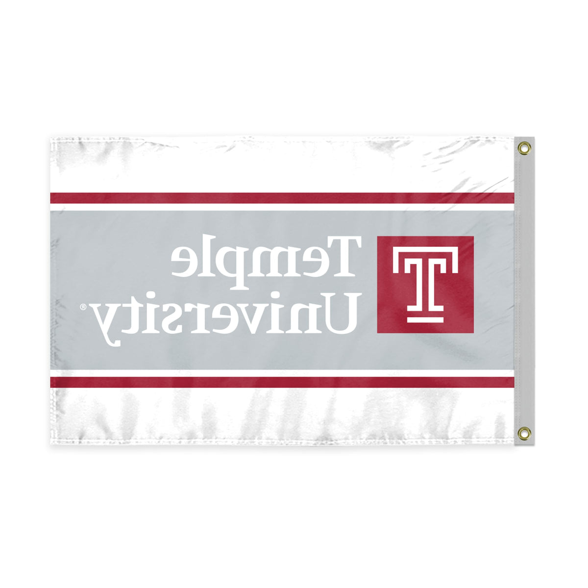 AGAS Temple University T Logo and Text Flag 3 x 5 ft – Single Sided Printed Polyester – Officially Licensed NCAA Product – Temple Owls Outdoor Flag with Brass Grommets and Reinforced Stitched Edges for Indoor Outdoor Display