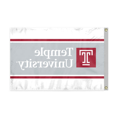 AGAS Temple University Text Logo Flag 2 x 3 ft – Single Sided Printed Polyester – Officially Licensed NCAA Product – Temple Owls Outdoor Flag with Brass Grommets, Canvas Header and Reinforced Stitched Edges for Indoor Outdoor Display