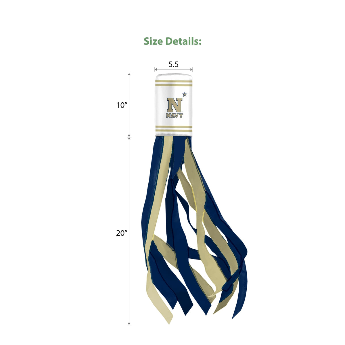 AGAS Small 30" Navy Midshipmen Football Windsock, Polyester, Team-Coloured Stripes, Navy Midshipmen Merch