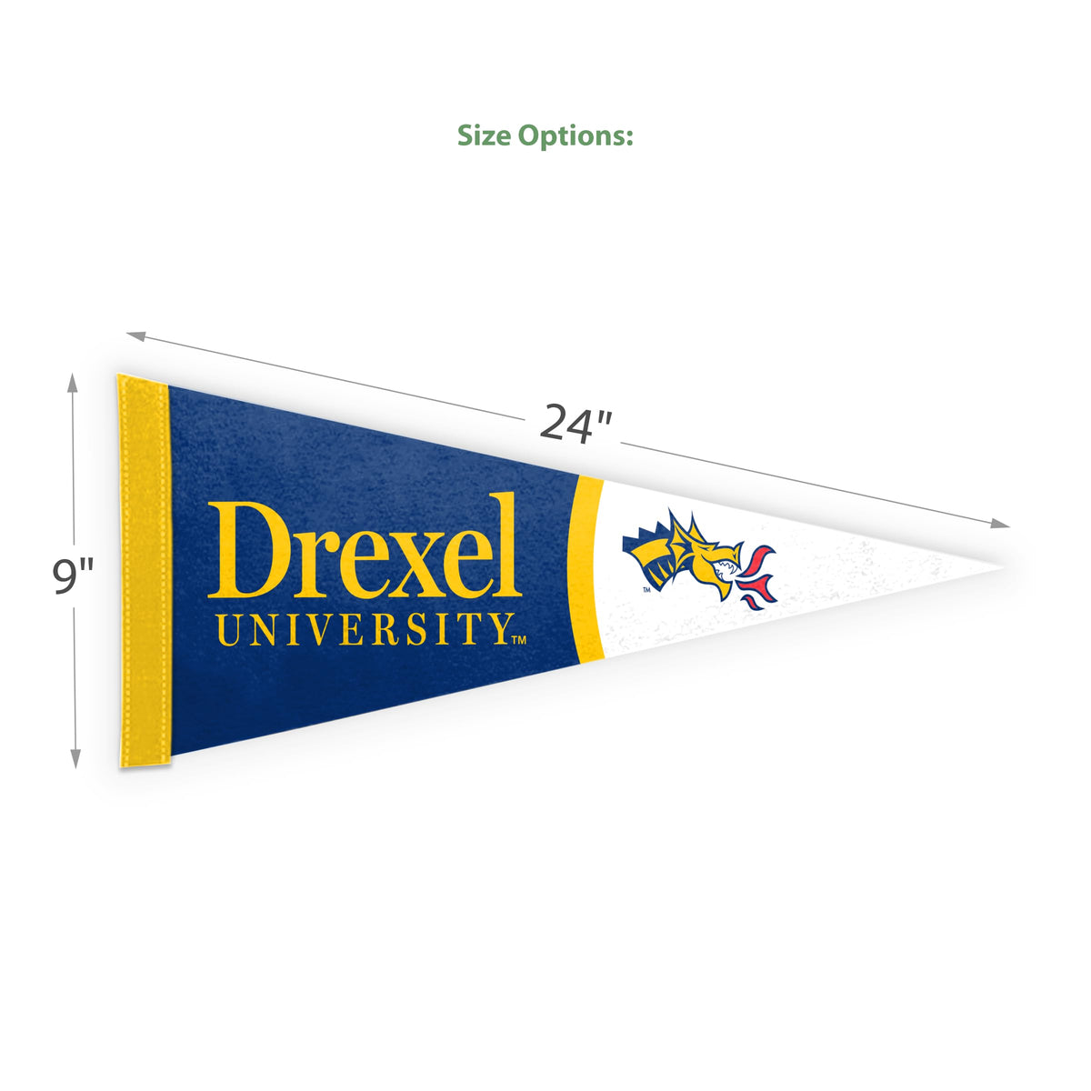 AGAS Drexel DU University Stiff Felt Pennant - 9"x24" Sleeve For Stick - Officially Licensed Small Dragons Home Décor Wall Pennant