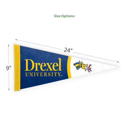 AGAS Drexel DU University Stiff Felt Pennant - 9"x24" Sleeve For Stick - Officially Licensed Small Dragons Home Décor Wall Pennant