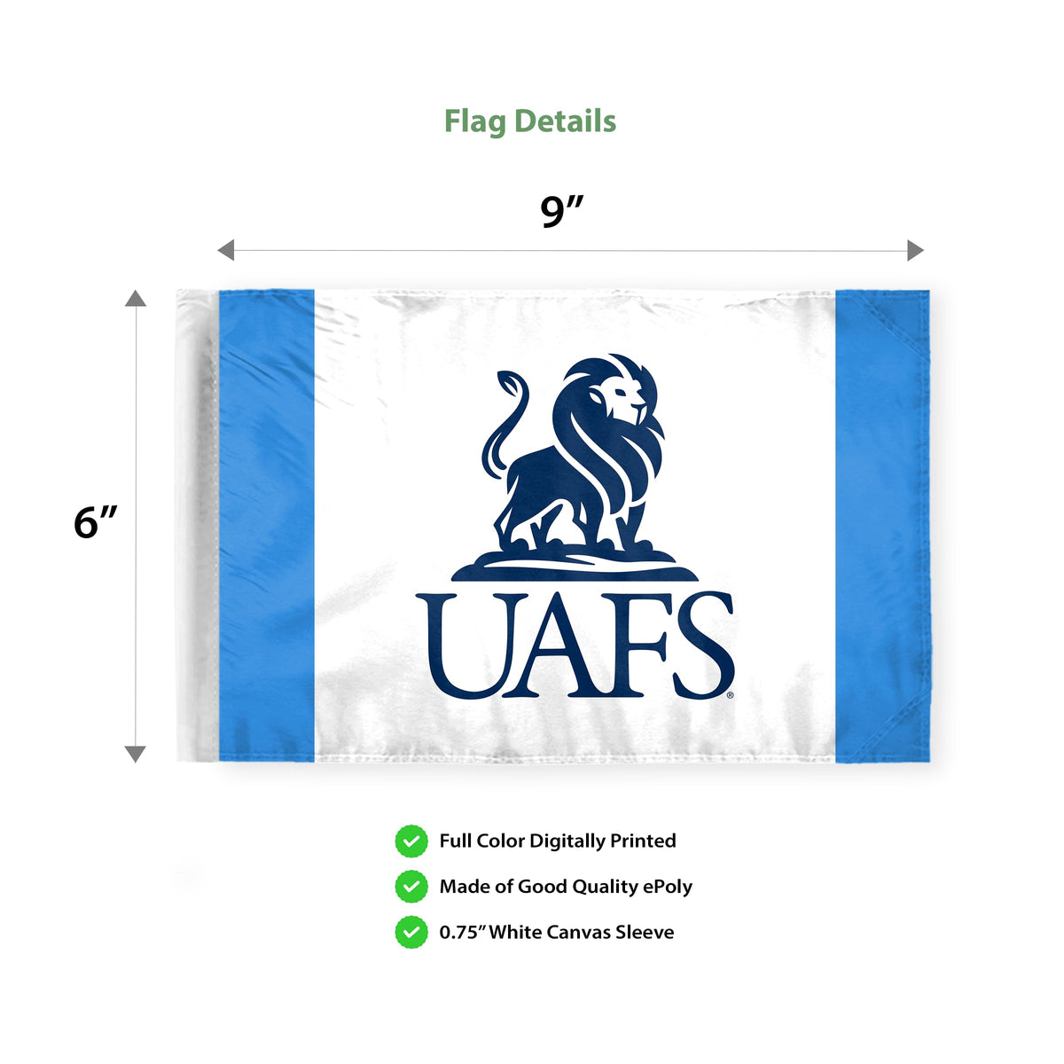 University of Arkansas Fort Smith Motorcycle Flag 6 x 9 inch