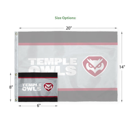 AGAS Temple Owls Wordmark Logo Golf Flag 14 x 20 inch – Single Sided Printed Nylon – Officially Licensed NCAA Product – Temple University Golf Course Flag with Brass Grommets, Canvas Header and Reinforced Stitched Edges