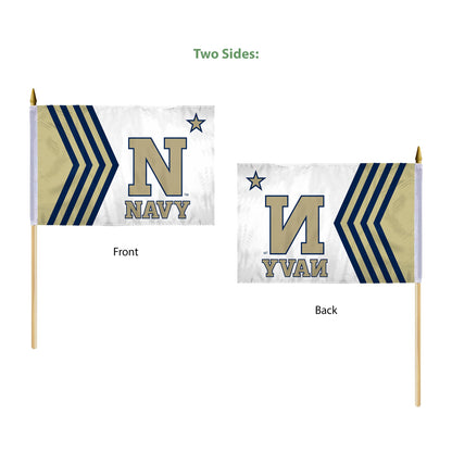 AGAS Annapolis Naval Academy N-Star Logo USNA flags on sticks 12" x 18" - Single-Reverse Printed Polyester - 24" Wooden Dowel