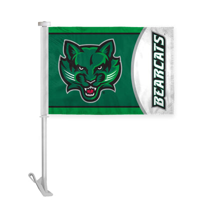AGAS Binghamton University Premium Car Flag 10.5 x 15 inch – Single Sided Printed Wrap Knitted Polyester BU Bearcats Design – Official NCAA Binghamton Bearcats Car Flag – Vehicle Mount with 19 inch Stiff Pole and 1 inch Sleeve
