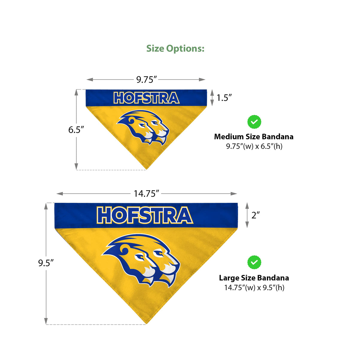 Hofstra University Pet Bandana 9.75 x 6.5 inch