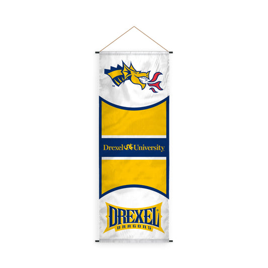 AGAS Drexel DU University Banner Scroll Sign 17.5" × 48" with Hanging Cord – Polyester Dragons Wall Banner