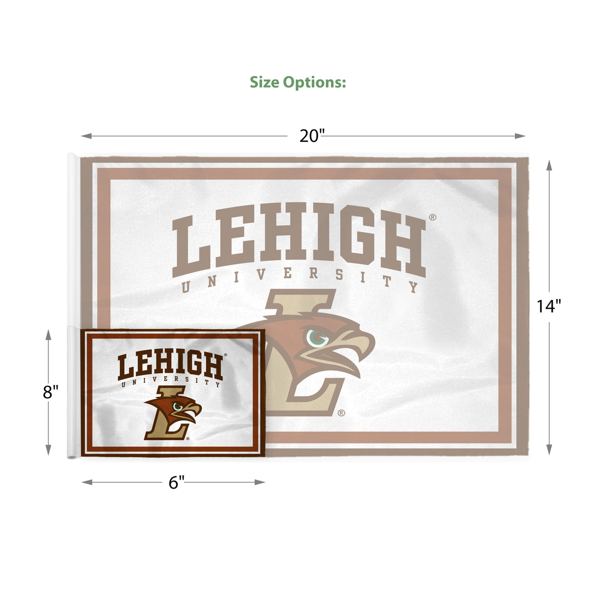 AGAS Lehigh Mountain LU Hawks Golf Flag Tube Inserted 14x20 Inches, Waterproof Heavy-Duty 200D Nylon, For Backyard Practice Mini Putting Green, Golf Courses, Country Club